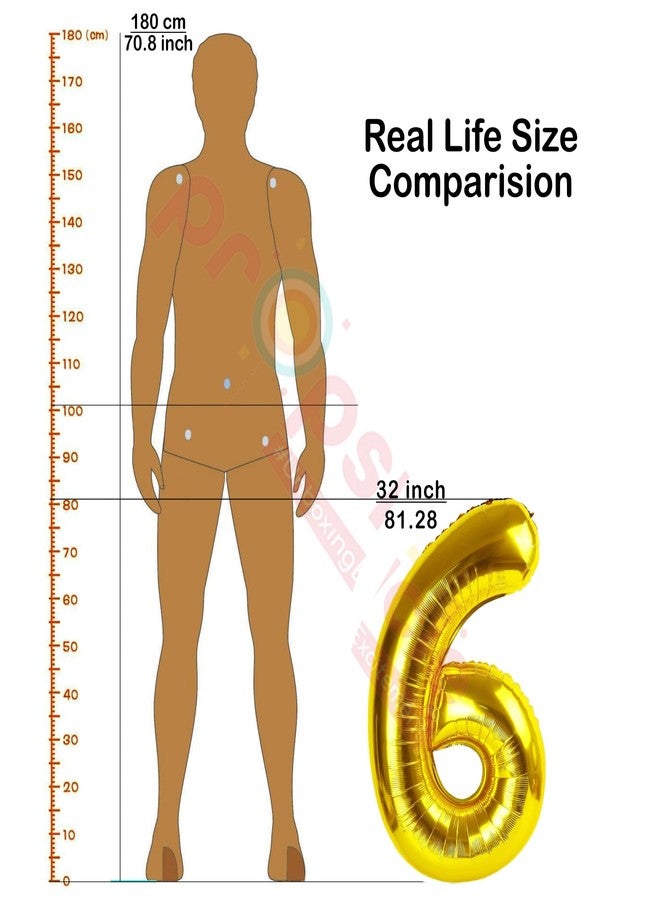 بروبسيكل بالون هيليوم ذهبي اللون من بروبسيكل، مقاس 32 بوصة، على شكل الرقم 6، لتزيين حفلات أعياد الميلاد | بالونات على شكل الرقم 6، للاحتفال بعيد الميلاد/الذكرى السنوية | الرقم 6 - Image 2